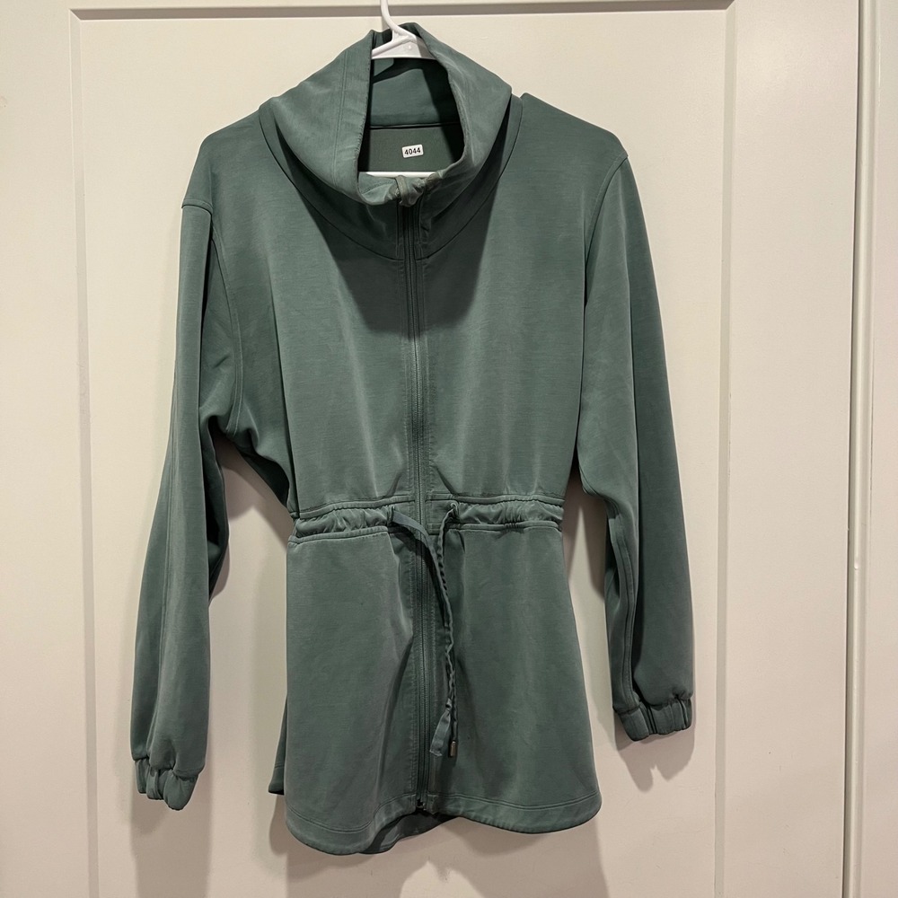 Lululemon Cinch Waist Full Zip Funnel Neck Jacket Sage Green Size 8/12